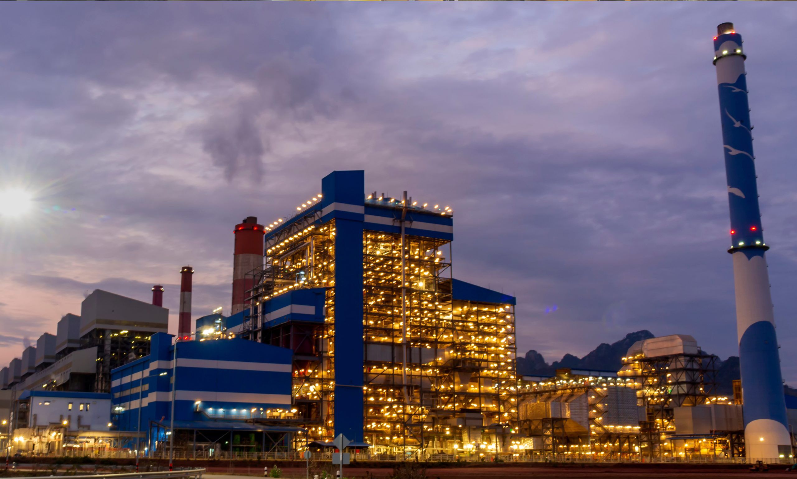 Image of Power Generation Plant with Blue Towers