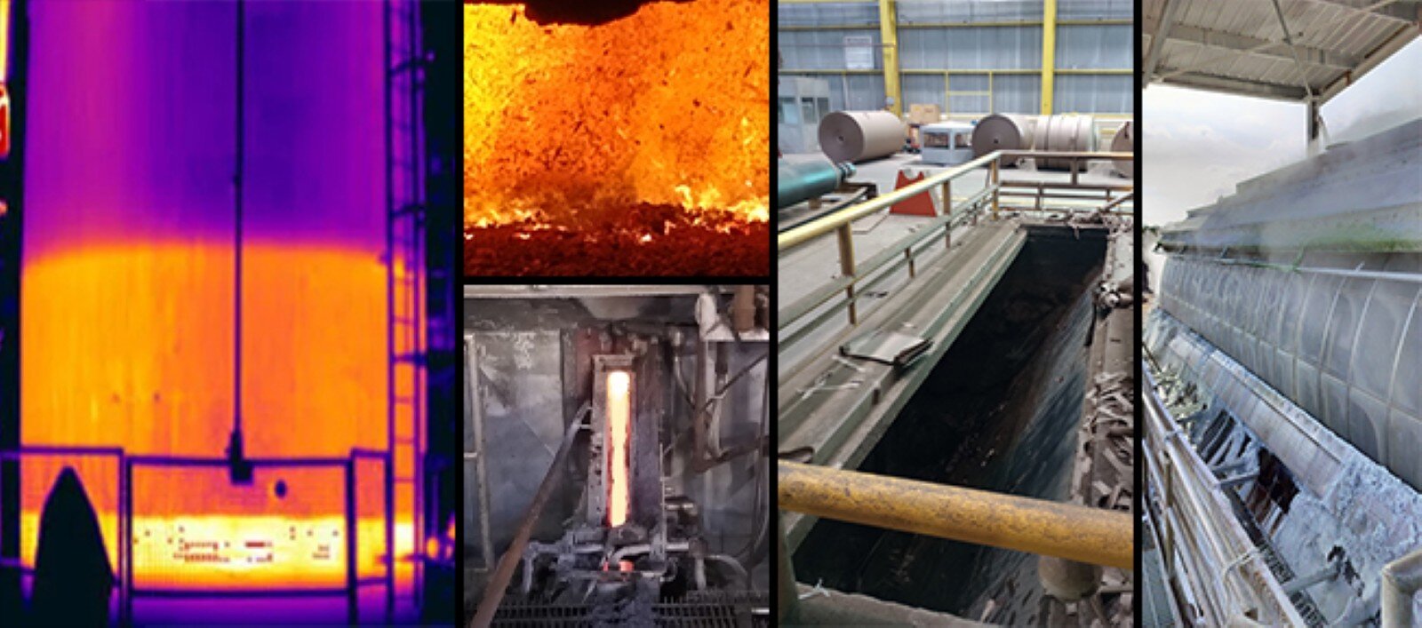 Collage of images showing uses of both thermal and traditional camera imagery