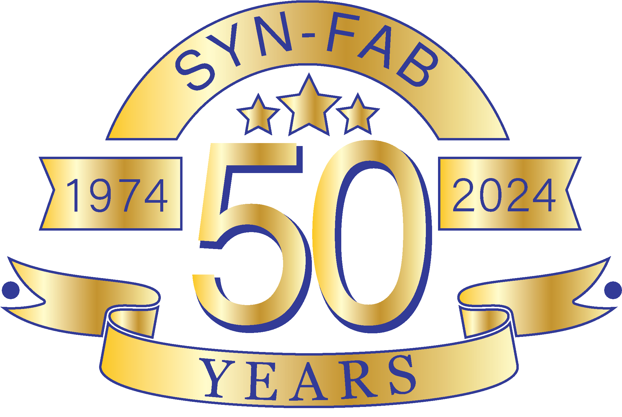 SYN-FAB 50 years gold plated logo