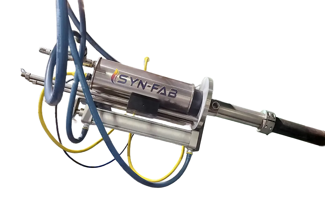 Syn-Fab Terminator high-temperature industrial camera system installed on a boiler